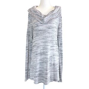 Anthropologie Gray Space Dye Marled Draped Cowl Neck Off-Shoulder Sweater Large